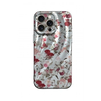 Mey İthalat®  iPhone 14 Pro Kılıf Crew Desenli Kapak - Çiçek
