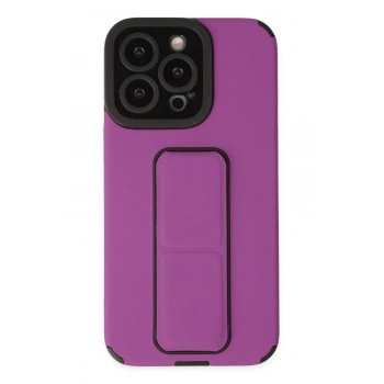 Mey İthalat®  iPhone 14 Pro Kılıf Mega Standlı Silikon - Mor