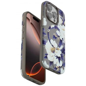 Mey İthalat®  iPhone 14 Pro Max Flower Series Magsafe Kapak - Gri