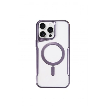 Mey İthalat®  iPhone 15 Pro Kılıf Boyi Magsafe Silikon Kapak - Derin Mor