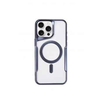 Mey İthalat®  iPhone 15 Pro Kılıf Boyi Magsafe Silikon Kapak - Lacivert