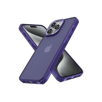 Mey İthalat®  iPhone 15 Pro Max Kılıf Elegant Kapak - Derin Mor