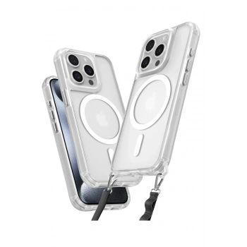 Mey İthalat®  iPhone 15 Pro Max Kılıf Enka Magsafe Silikon Kılıf - Şeffaf