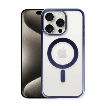Mey İthalat®  iPhone 15 Pro Max Kılıf Erozi Magsafe Kapak - Lacivert