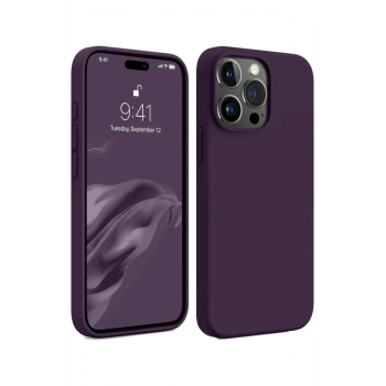 Mey İthalat®  iPhone 15 Pro Max Kılıf First Silikon - Mürdüm