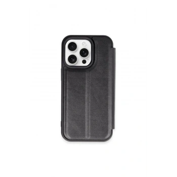 Mey İthalat®  iPhone 15 Pro Max Kılıf Flip Cover - Siyah