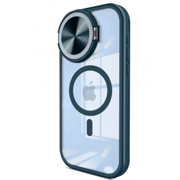 Mey İthalat®  iPhone 15 Pro Max Kılıf Teleskop Lens Magsafe Silikon Kapak - Lacivert