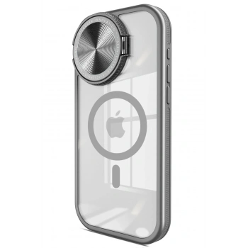 Mey İthalat®  iPhone 15 Pro Max Kılıf Teleskop Lens Magsafe Silikon Kapak - Titan Gri