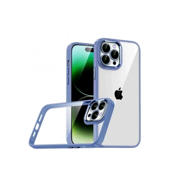 Mey İthalat®   iPhone 15 Pro Max  Lensli Silikon - Açık Mavi