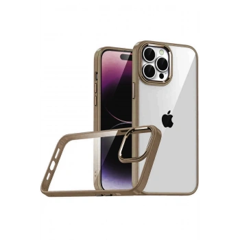 Mey İthalat®   iPhone 15 Pro Max  Lensli Silikon - Çöl Titanyum