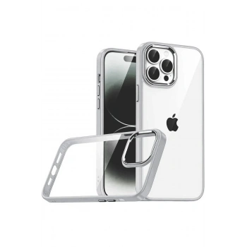 Mey İthalat®   iPhone 15 Pro Max  Lensli Silikon - Gümüş