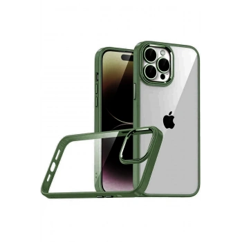 Mey İthalat®   iPhone 15 Pro Max  Lensli Silikon - Yeşil