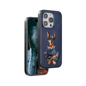 Mey İthalat®  iPhone 15 Pro Max Perma Desenli Kapak - Lacivert