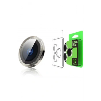 Mey İthalat®  iPhone 15 Pro Raze Metal Kamera Lens - Gümüş