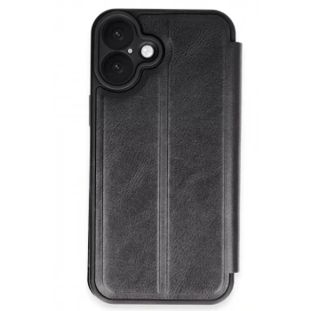 Mey İthalat®   iPhone 16 Kılıf Flip Cover - Siyah
