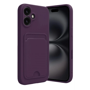 Mey İthalat®   iPhone 16 Kılıf Kelvin Kartvizitli Silikon - Derin Mor