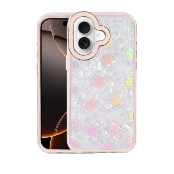Mey İthalat®   iPhone 16 Lumi Desenli Kapak - Pembe