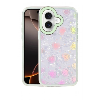 Mey İthalat®   iPhone 16 Lumi Desenli Kapak - Yeşil