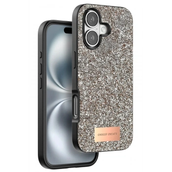 Mey İthalat®  iPhone 16 Plus Bright Simli Kapak - Gold