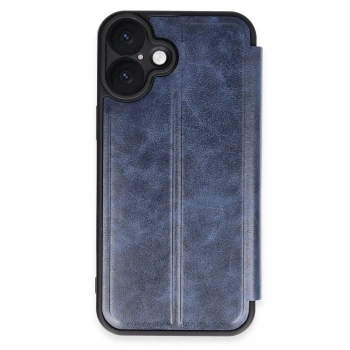 Mey İthalat®  iPhone 16 Plus Kılıf Flip Cover - Lacivert