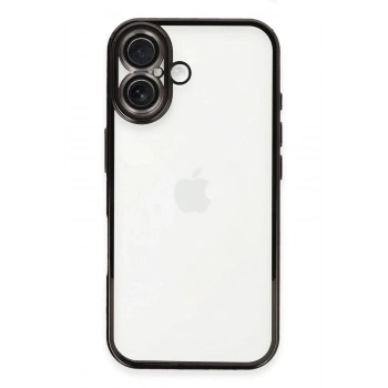 Mey İthalat®  iPhone 16 Plus Kılıf  Lensli Silikon - Siyah