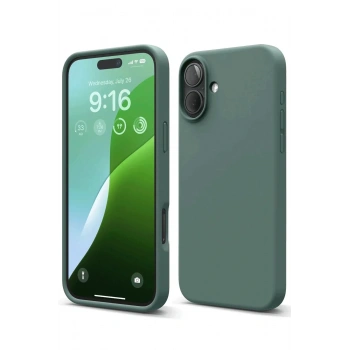 Mey İthalat®  iPhone 16 Plus Kılıf Nano içi Kadife Silikon - Koyu Yeşil