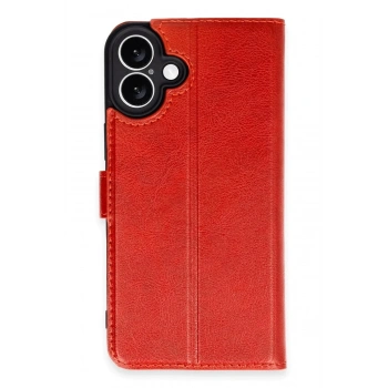 Mey İthalat®  iPhone 16 Plus Kılıf Trend S Plus Kapaklı Kılıf - Kırmızı