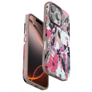 Mey İthalat®  iPhone 16 Pro Flower Series Magsafe Kapak - Pembe