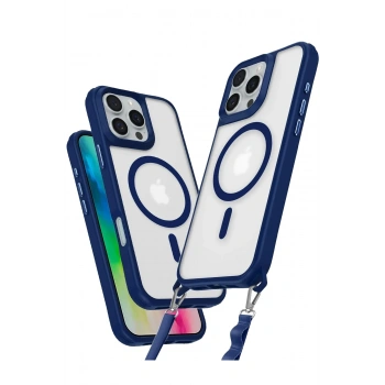 Mey İthalat®  iPhone 16 Pro Kılıf Enka Magsafe Silikon Kılıf - Lacivert