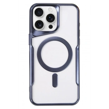 Mey İthalat®  iPhone 16 Pro Max Kılıf Boyi Magsafe Silikon Kapak - Lacivert