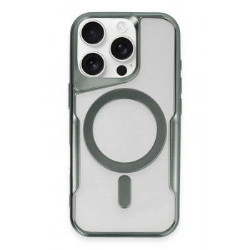 Mey İthalat®  iPhone 16 Pro Max Kılıf Boyi Magsafe Silikon Kapak - Yeşil