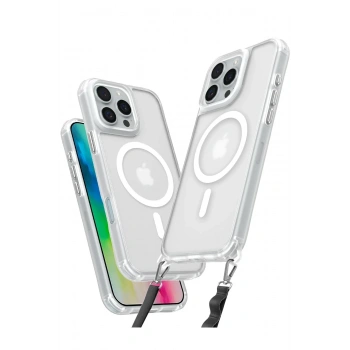 Mey İthalat®  iPhone 16 Pro Max Kılıf Enka Magsafe Silikon Kılıf - Şeffaf