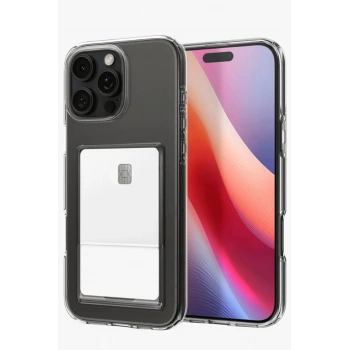 Mey İthalat®  iPhone 16 Pro Max Kılıf Kart Şeffaf Silikon - Şeffaf