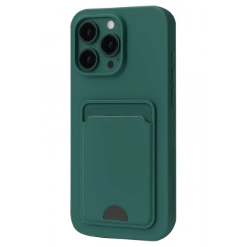 Mey İthalat®  iPhone 16 Pro Max Kılıf Kelvin Kartvizitli Silikon - Koyu Yeşil