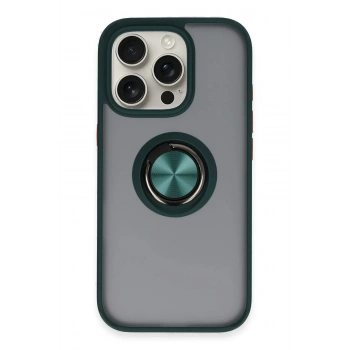 Mey İthalat®  iPhone 16 Pro Max Kılıf Montreal Yüzüklü Silikon Kapak - Yeşil