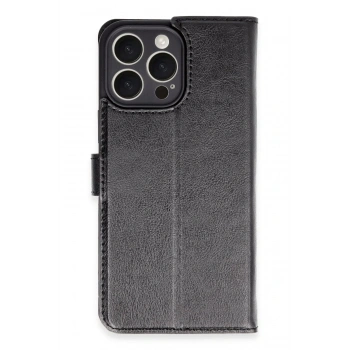 Mey İthalat®  iPhone 16 Pro Max Kılıf Trend S Plus Kapaklı Kılıf - Siyah
