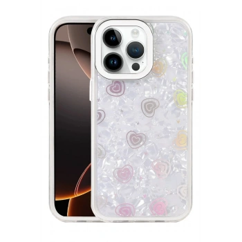 Mey İthalat®   iPhone 16 Pro Max Lumi Desenli Kapak - Beyaz