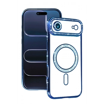 Mey İthalat®   iPhone 17 Air Joke Simli Magneticsafe Kılıf - Mavi