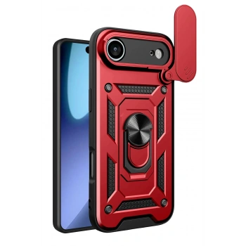 Mey İthalat®   iPhone 17 Air Pars Lens Yüzüklü Silikon - Kırmızı