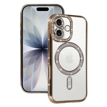 Mey İthalat®   iPhone 17 Joke Simli Magneticsafe Kılıf - Gold