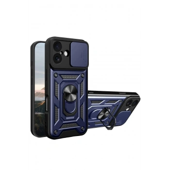 Mey İthalat®   iPhone 17 Pars Lens Yüzüklü Silikon - Lacivert
