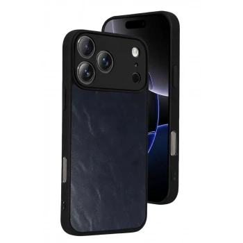 Mey İthalat®   iPhone 17 Pro Aras Deri Kapak - Lacivert