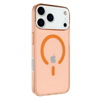 Mey İthalat®  iPhone 17 Pro Max Kılıf Pc Real Magsafe Kapak - Turuncu
