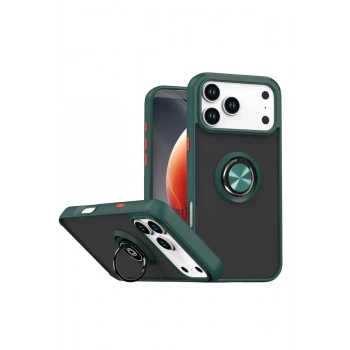 Mey İthalat®   iPhone 17 Pro Max Montreal Yüzüklü Silikon Kapak - Yeşil