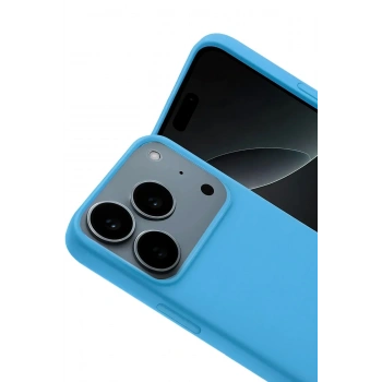 Mey İthalat®   iPhone 17 Pro Max Nano içi Kadife Silikon - Mavi