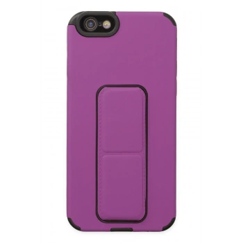 Mey İthalat®  iPhone 6 Kılıf Mega Standlı Silikon - Mor