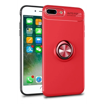 Mey İthalat®  iPhone 7 Plus Kılıf Range Yüzüklü Silikon - Kırmızı