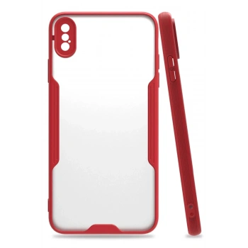 Mey İthalat®  iPhone XS Max Kılıf Platin Silikon - Kırmızı