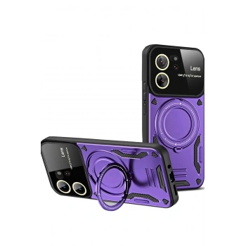 Mey İthalat®   Mi 13T Pro Kılıf Joy Lens Standlı Kapak - Mor