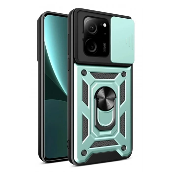 Mey İthalat®   Mi 13T Pro Kılıf Pars Lens Yüzüklü Silikon - Yeşil